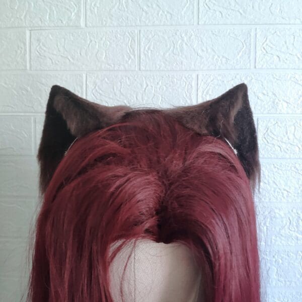 Ушки шоколадного котика на ободке 5 см